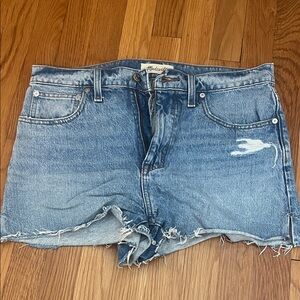 Madewell Blue Frayed Hem Denim Shorts